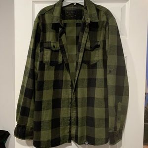 Plaid Button Down Shirt - Green and Black